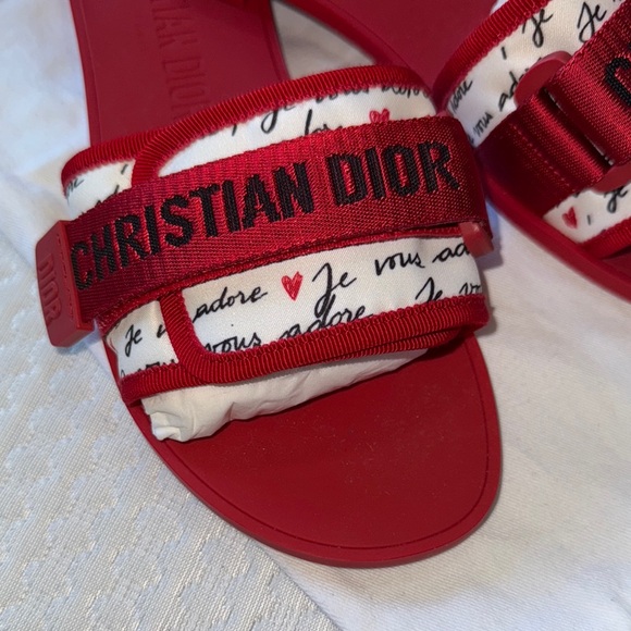 Dior Red Women's Slides - Picture 3 of 7